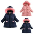 thumbnail image 7 of KAUOD Girls Bow Hooded Puffer Coats Winter Padded Parka Windproof Jackets Kids Toddler Cute Warm Zip up Down Outwear, 7 of 7