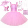 thumbnail image 2 of Vestido de tul de princesa Barbi de la película para niñas, traje de cuadros rosas para niña, disfraz de Barbi para fiesta de cumpleaños de Halloween, vestidos de tul, 2 of 5
