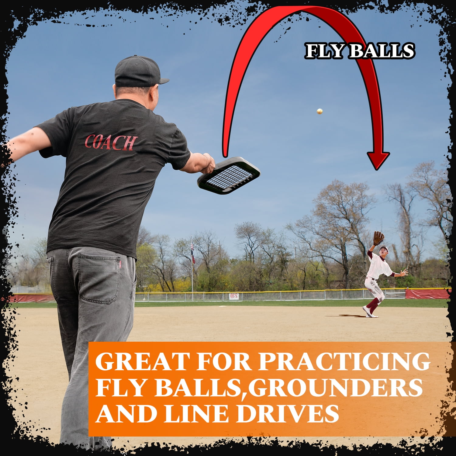 ‌FITPLAY Baseball Racket for Fly Balls, 14 Oz Fungo Racket Baseball and Softball, Practice Hitting Grounders and Pop Flies (New)