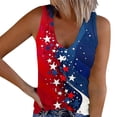 thumbnail image 2 of Gamivast USA Tank Tops for Women Sleeveless V Neck Button Front Patriotic Star Print Tops Lightweight 4Th of July Loose Fit Shirts Summer Casual Holiday Party Outfits Multicolor XL, 2 of 5