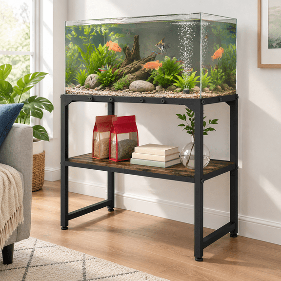 20 Gallon High Rimless Black Aquarium Stand, 24" L X 12" W X 20.5" H