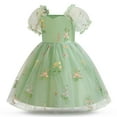 thumbnail image 7 of HOMADLES Toddler Dress for Girls Mesh Bow Breathable Summer Bow Print Sleeveless Stretch Princess Dress Green 5 T, 7 of 7