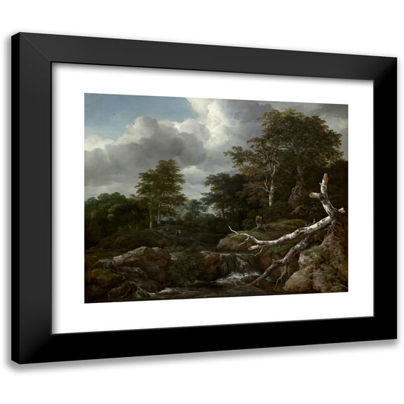 Jacob van Ruisdael 14x12 Black Modern Framed Museum Art Print Titled - Forest Scene (C. 1655)
