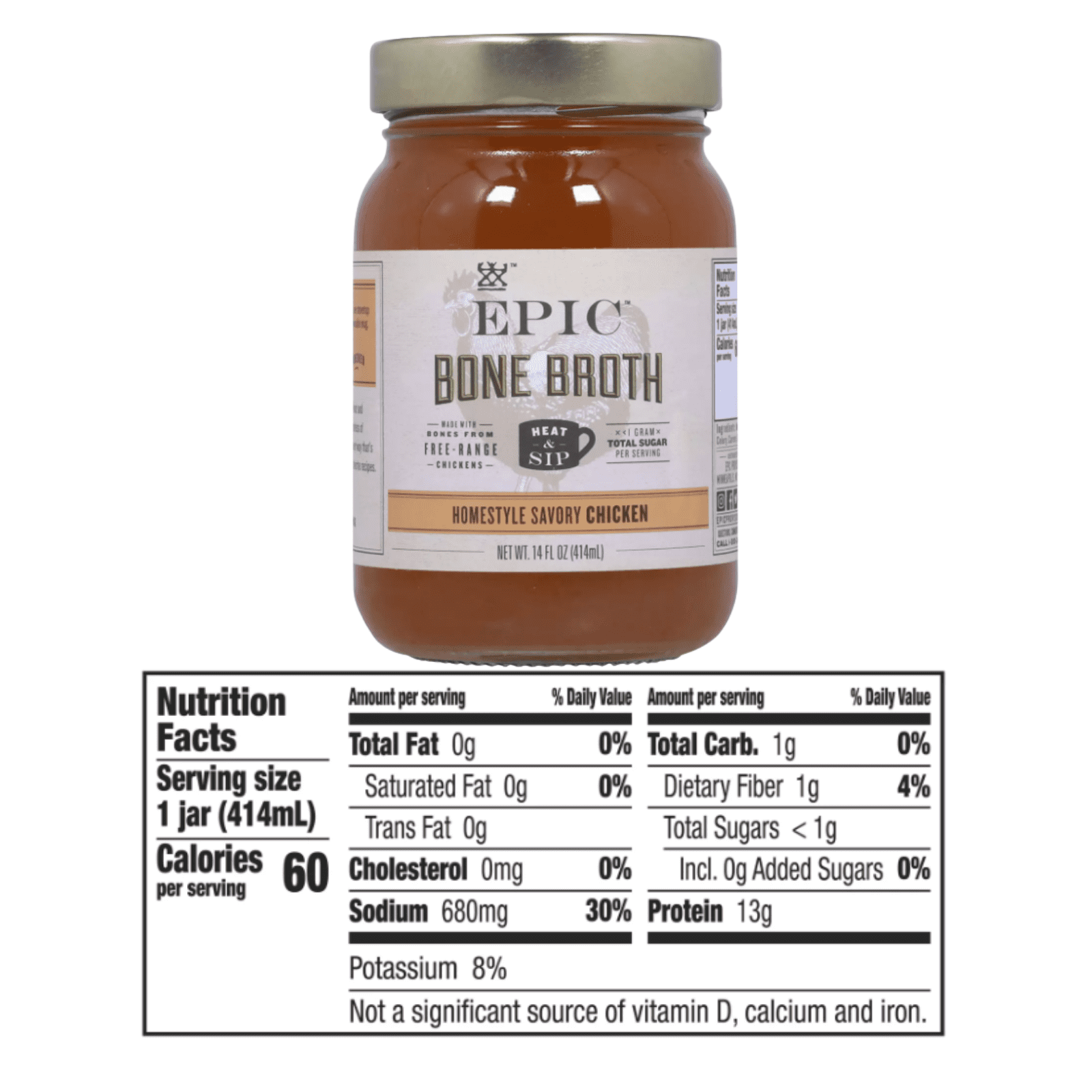 EPIC Bone Broth Homestyle Savory Chicken 2 Pack 14 oz