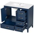 thumbnail image 3 of Christopher Knight Home 36" Bathroom Vanity with Sink, Wood Storage Cabinet with Soft-Closing Door, Blue, 3 of 18