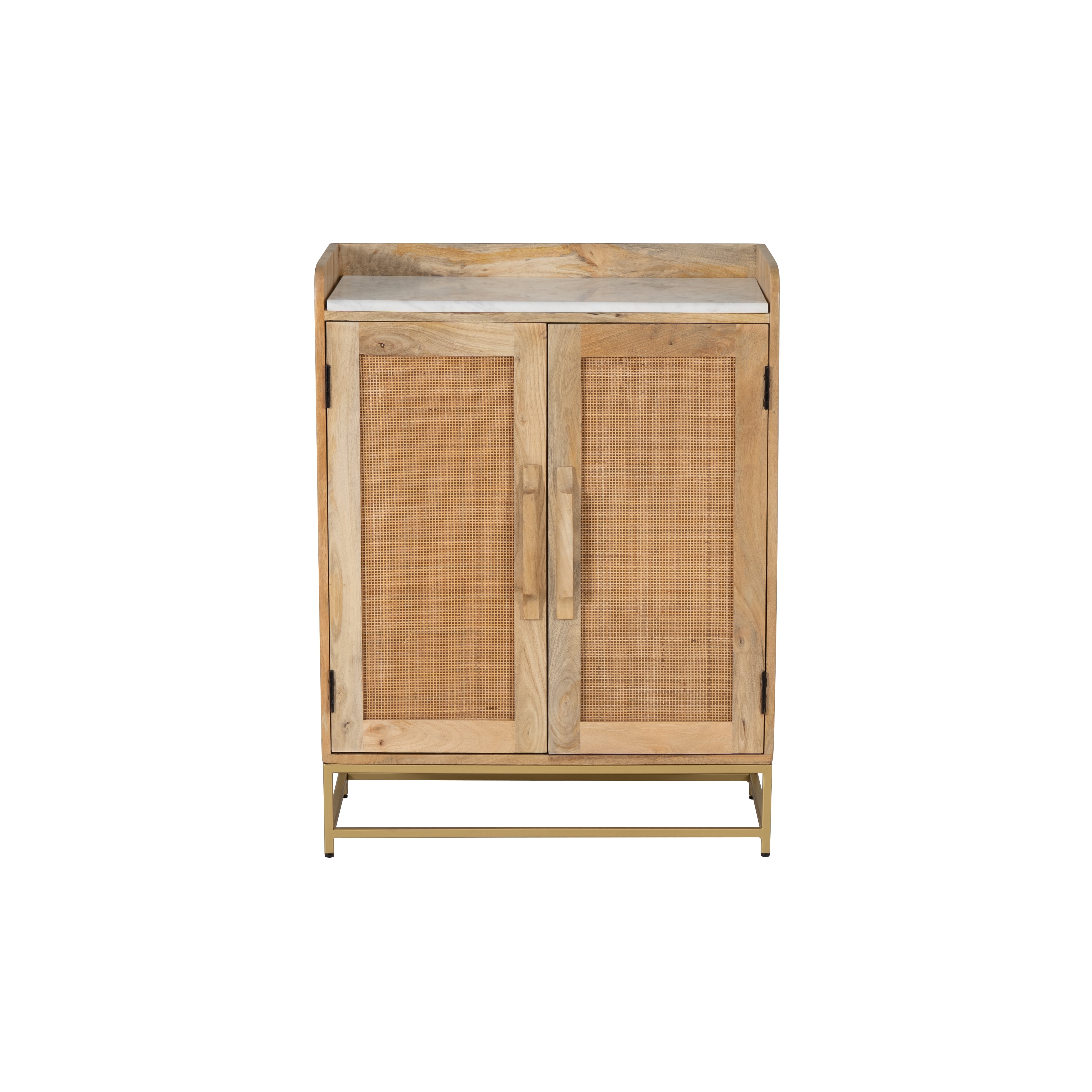 Powell Blair Rattan Bar Cabinet with Marble Top, Natural