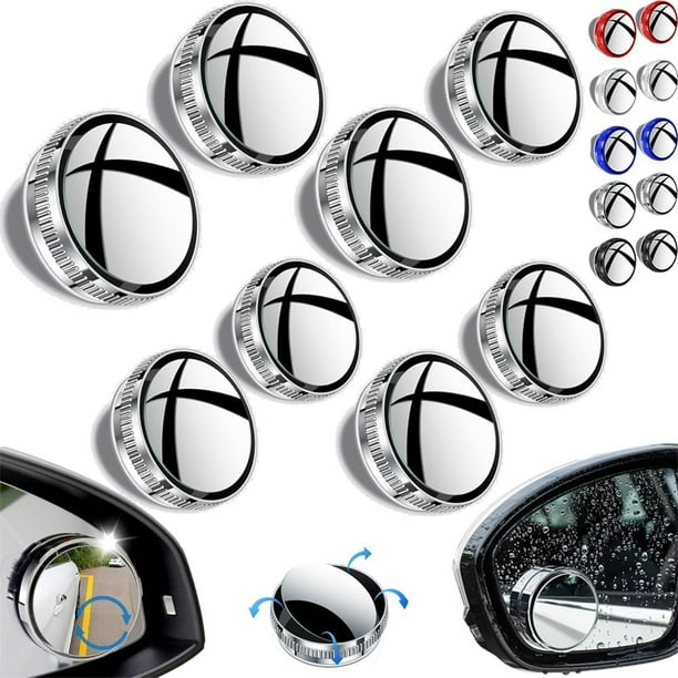 Espejo convexo de punto ciego para coche con ventosa, espejo retrovisor lateral ajustable con rotación de 360 grados, espejo retrovisor gran angular convexo extraíble, visión gran angular de alta defi