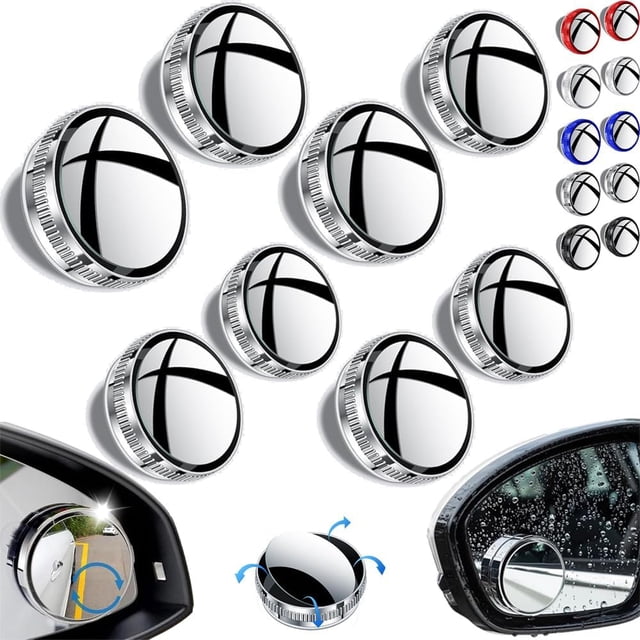 Espejo convexo de punto ciego para coche con ventosa, espejo retrovisor lateral ajustable con rotación de 360 grados, espejo retrovisor gran angular convexo extraíble, visión gran angular de alta defi