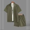 thumbnail image 5 of Handshe Men's Athletic Shorts and Button-Down Shirt Set, Solid Color with Drawstring and Pockets for Sports and Daily Use, 5 of 9