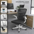thumbnail image 3 of Monhey Office Chair, Ergonomic Office Chair with Lumbar Support & 3D Headrest & Flip Up Arms Home Office Desk Chairs Rockable High Back Swivel Computer Chair White Frame Black Mesh Study Chair, 3 of 10