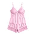 thumbnail image 6 of Bovxnpu Womens Pajamas Set 2 Piece Loungewear Set Cotton Spaghetti Strap Crew Neck Pajama Lace Sleepwear, 6 of 6