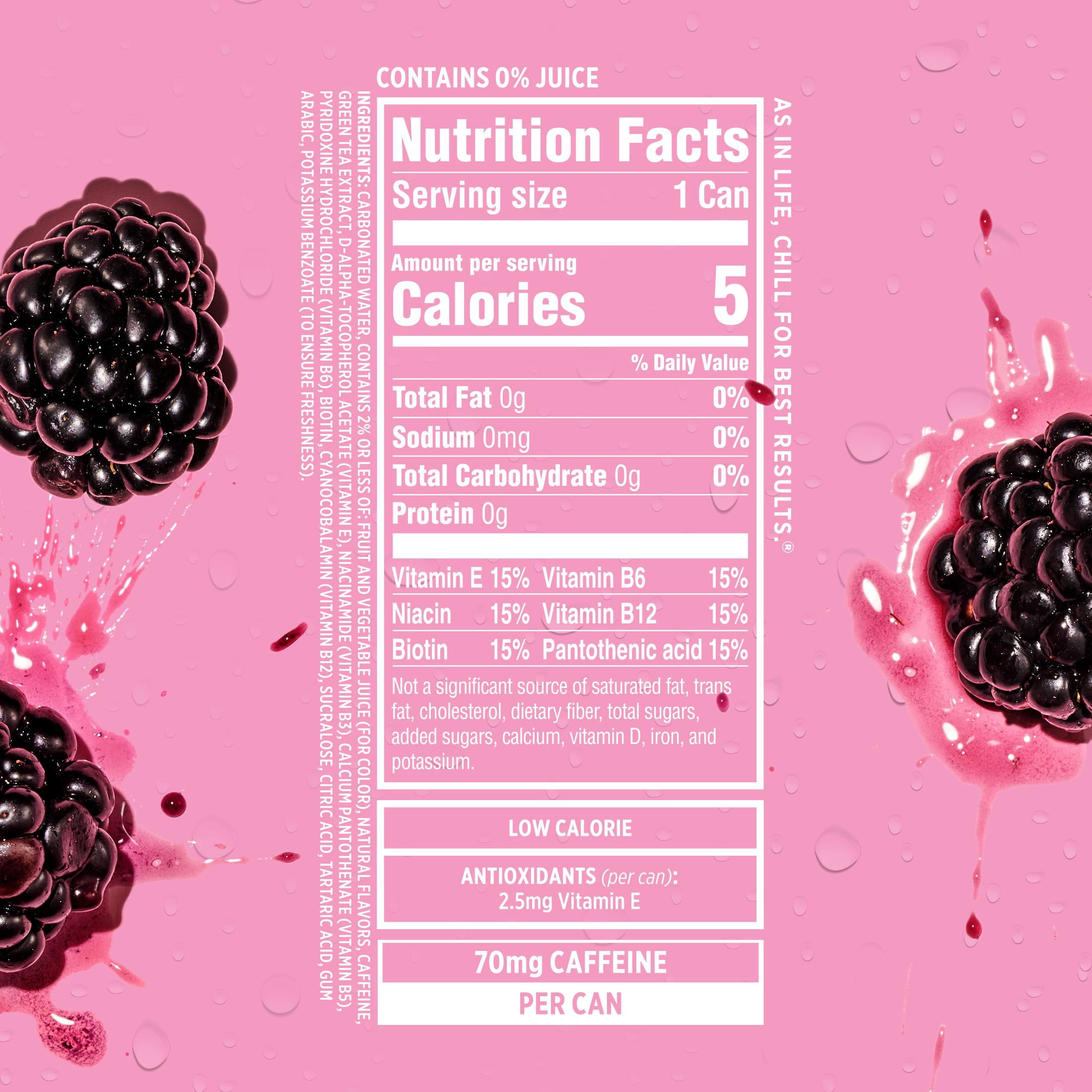 (6 pack) Sparkling Ice Caffeine Naturally Flavored Sparkling Water Black Raspberry 16 fl oz
