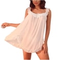 thumbnail image 2 of Women Lace Mesh Chemise Nightgown, Off Shoulder Spaghetti Strap Sleep Dress, Sexy Lingerie Nightwear, 2 of 4