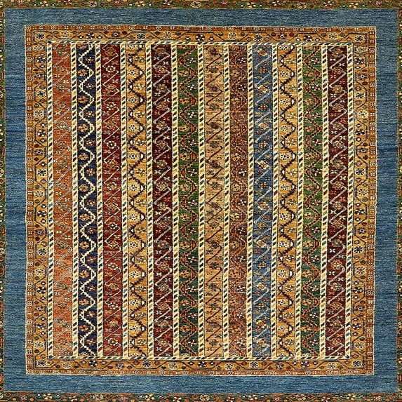 Ahgly Company Machine Washable Indoor Square Abstract Bakers Brown Area Rugs, 4' Square