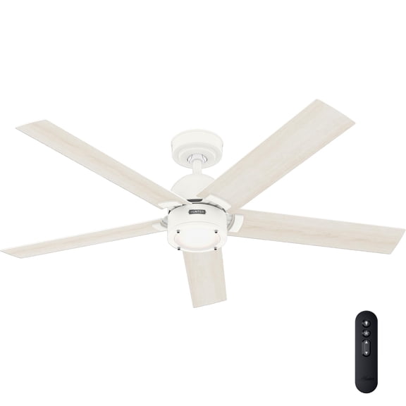 Restored Hunter Fan 52 inch Fresh White Indoor Ceiling fan with Light and Remote for Bedroom, Living Room, Office, Kitchen (Refurbished)