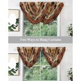 thumbnail image 5 of Burnt Orange Dog Paws Waterfall Valances for Windows, Farmhouse Vintage Modern Brown Wood Sheer Valance Curtains, Rod Pocket Elegant Swag Valances for Living Room Bedroom, 47.2"x38.5", 1 Panel, 5 of 8