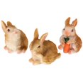 thumbnail image 1 of Adornos decorativos de conejo, 3 piezas, decoraciones de resina, mini juguetes en miniatura sintéticos, 1 of 6