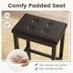 thumbnail image 5 of JWRWEFA 24 Inch Upholstered Bar Stools Set of 2, Counter Height Bar Stools with Solid Wood Legs, PVC Leather Padded Seat, Button Tufted Design, Footrest, for Kitchen Island & Bar, Brown & Black, 5 of 8