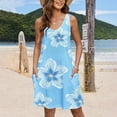 thumbnail image 6 of Njoeus Women's Summer Comfort T Shirt Dress Pocket Cute Floral Dress Sleeveless V-Neck Tank Sundress Beach Cover Up S-XXL, 6 of 7