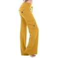 thumbnail image 1 of Women Casual Solid Button Micro Flare Pocket Drawstring Trousers Elastic Pants for Women Work Casual Womens Pants with Pockets Casual plus Size Casual Pants Suits for Women Casual Pants for Women with, 1 of 6