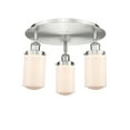 thumbnail image 3 of 916-3C-SN-G311 Innovations Lighting Dover - 3 Light Flush Mount In Art Deco Style-10 Inches Tall and 16.25 Inches Wide-Satin Nickel Finish-Matte White, 3 of 5