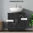thumbnail image 4 of HOMCOM Farmhouse Pedestal Sink Storage Cabinet, Freestanding Bathroom Sink Cabinet with 2 Barn Doors and Adjustable Shelf, Distressed Black, 4 of 9