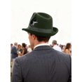 thumbnail image 3 of Gustave Felt Fedora Trilby Hat for Men Women Short Brim Vintage Jazz Panama Church Dress Hat with Feather Band - Green, 3 of 7