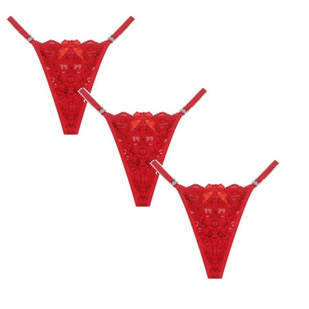 Women s Lace Thong 3-Pack Seamless Breathable Comfortable Thong Panties S
