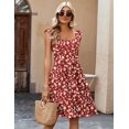 thumbnail image 5 of Zeagoo Womens Summer Dress Casual Ruffle Tiered Floral Square Neck Sundresses Beach Boho Mini A-line Dress 2025 with Pockets, 5 of 6