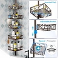 thumbnail image 4 of 5 Tier Adjustable Corner Shower Caddy Organizer with Hooks, Rustproof Tension Pole 62-116 Inch, Bronze, 4 of 6
