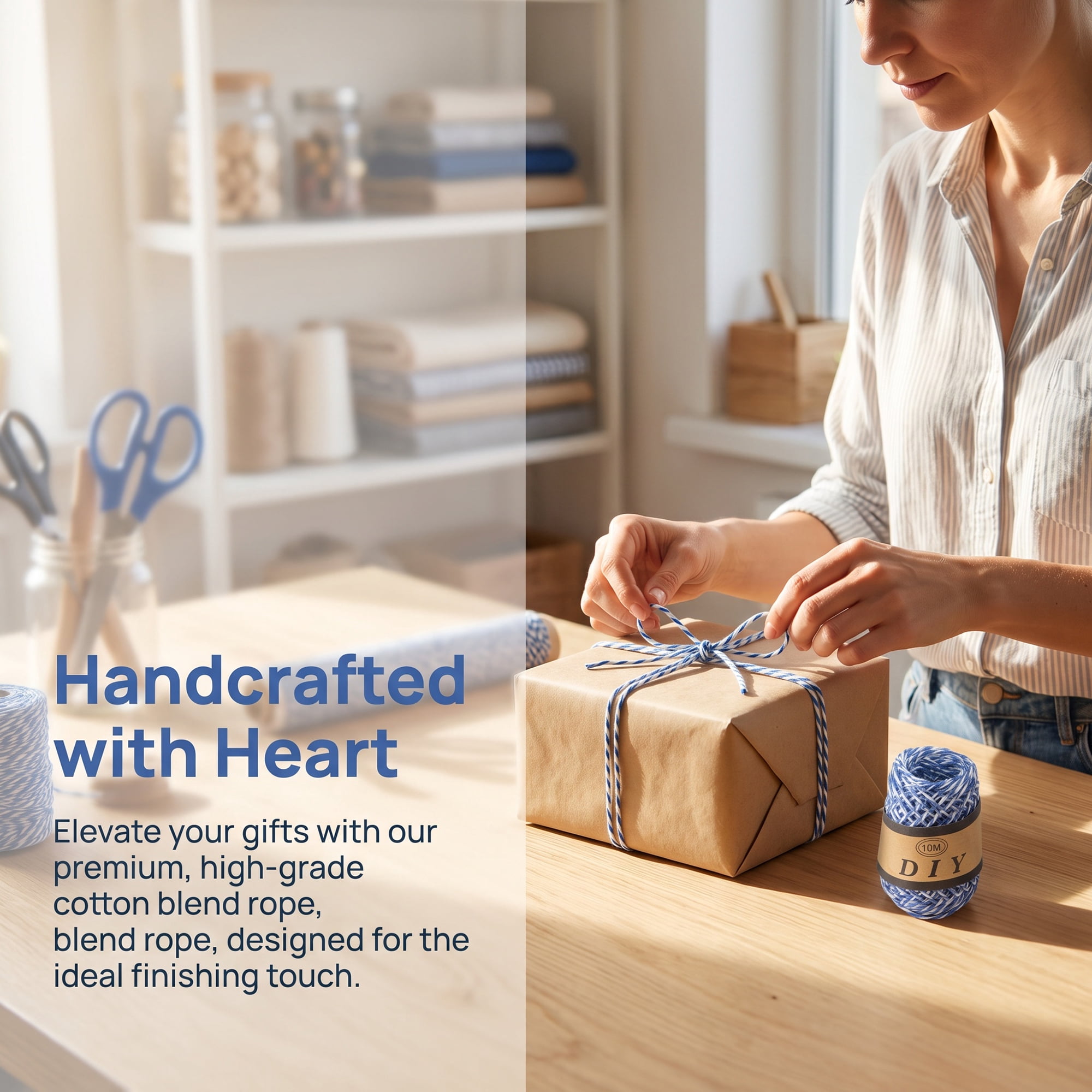 Unique Bargains Twine for Gift Wrapping and Crafting Uses Blue 10.9 Yard