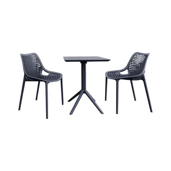 Luxury Commercial Living 3-Piece Gray Folding Outdoor Patio Bistro Set 32.25"