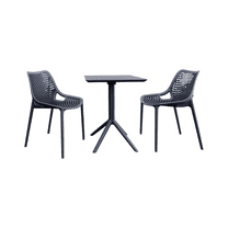 Luxury Commercial Living 3-Piece Gray Folding Outdoor Patio Bistro Set 32.25"