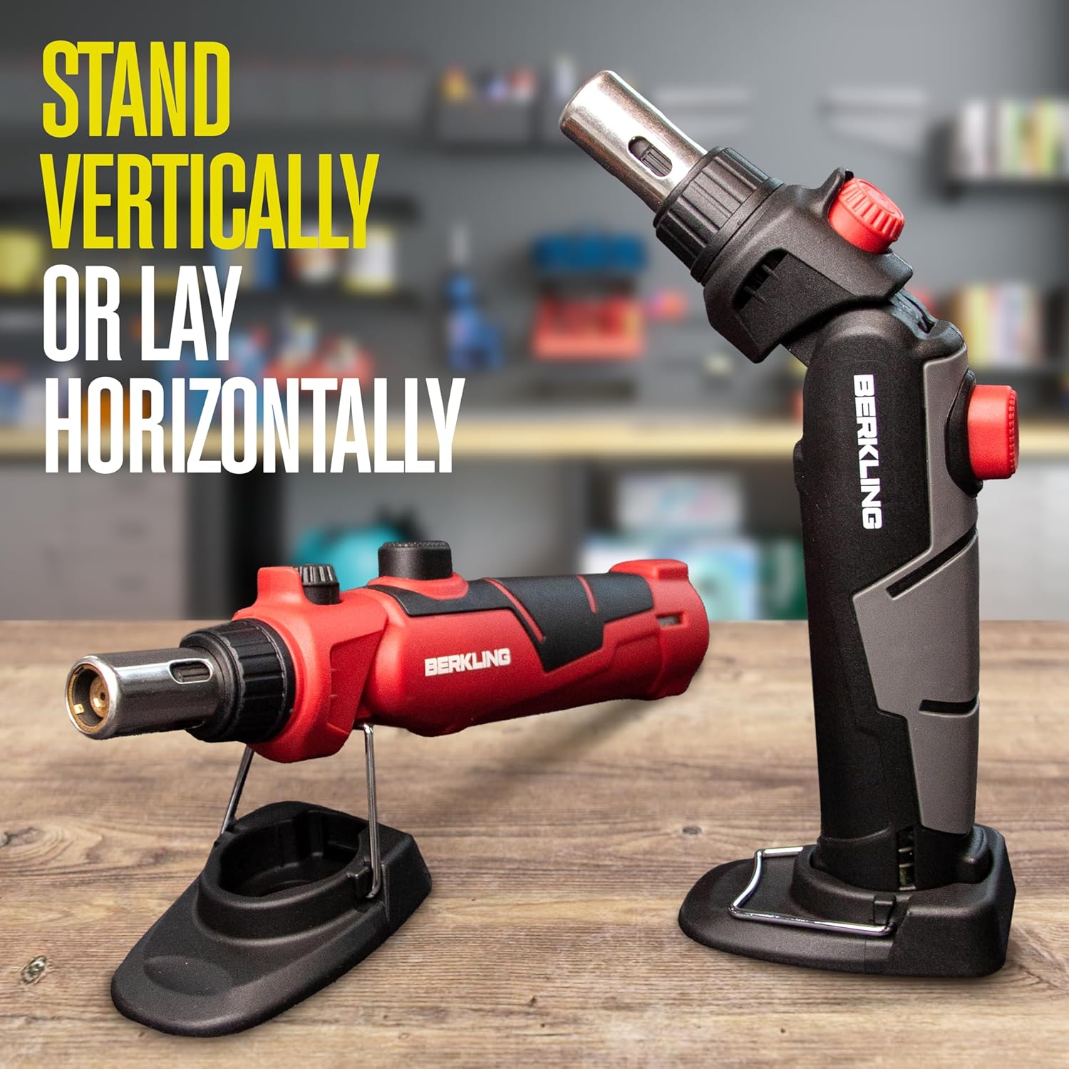 Berkling BSG-2000 Cordless Butane Soldering Torch Kit, 5-Way Adjustable Head, Multi-Function Soldering Iron, Heat Gun & Blow Torch, 90-Min Runtime, 12 Attachments with Carrying Case – Black