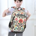 thumbnail image 6 of FORMRS Unisex School Backpack 17" Student Travel Bag with Laptop Compartment, Beige Red Floral, 6 of 7