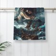 thumbnail image 5 of Pofeuu Wave Sailboat Shark Print Hand Towel 27.5" x 16" Soft Absorbent Towel for Bathroom SPA Gym Hotel, 5 of 6