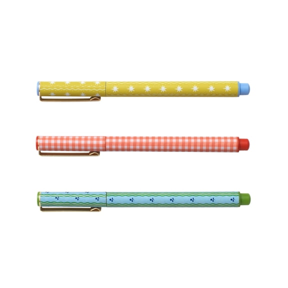 Papier To Go Set of 3 Fineliner Pens with Floral Print in Water-Based Ink