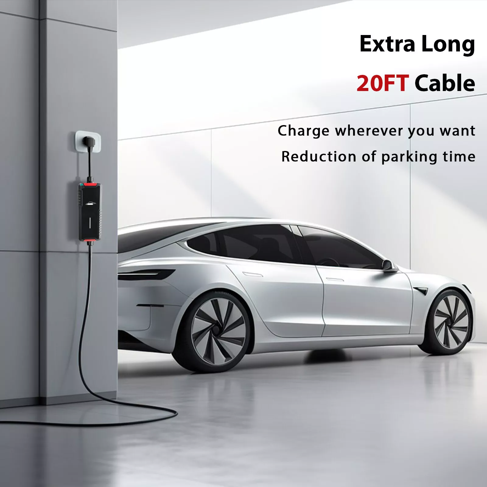 Level 2 Portable EV Charger with 20FT Charging Cable and NEMA 14-50 32A 240V
