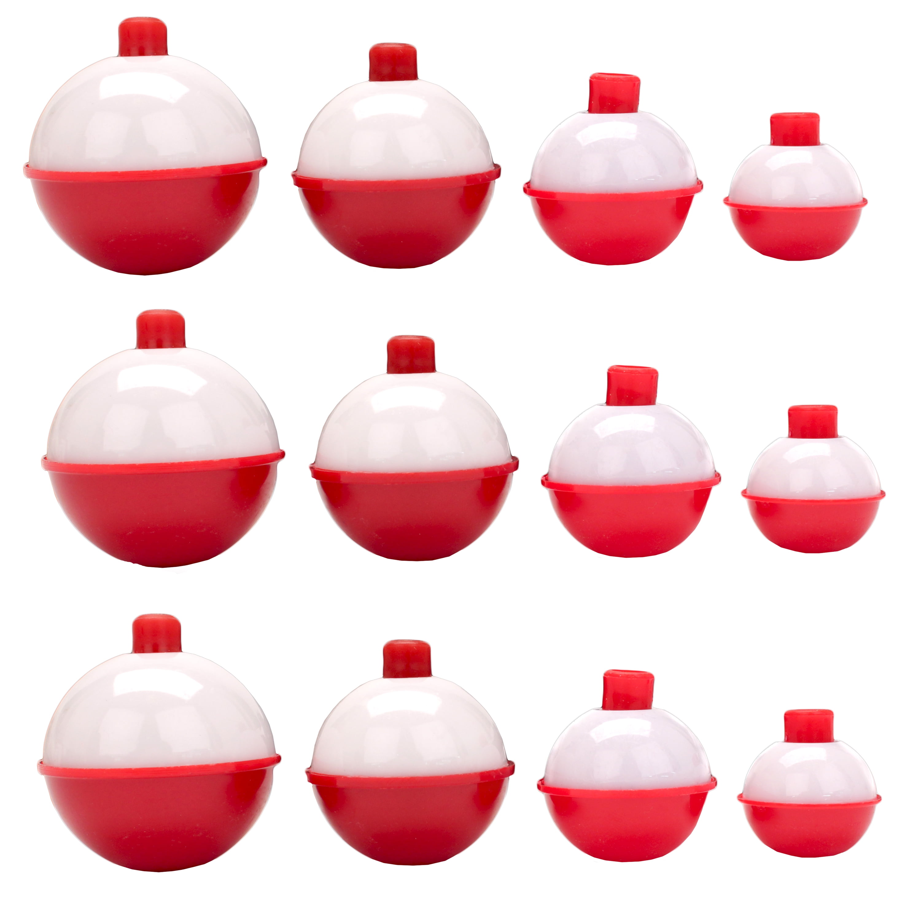 50 FISHING BOBBERS Round Floats 1-3/4" RED/WHITE SNAP ON FREE US SHIP #07120-005 