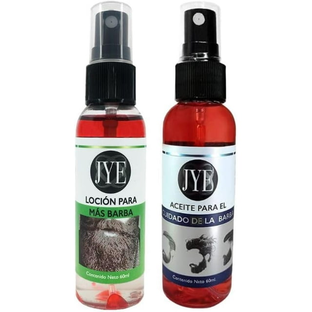 Kit Loción para Mas Barba y Aceite para Cuidado de Barba, Botellas de 60 ml cada una