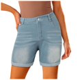 thumbnail image 2 of Jean Shorts for Women Clearance Frayed Hot Women’s Jean Shorts Casual Summer Distressed Denim Shorts for Women Sale Today's, 2 of 7