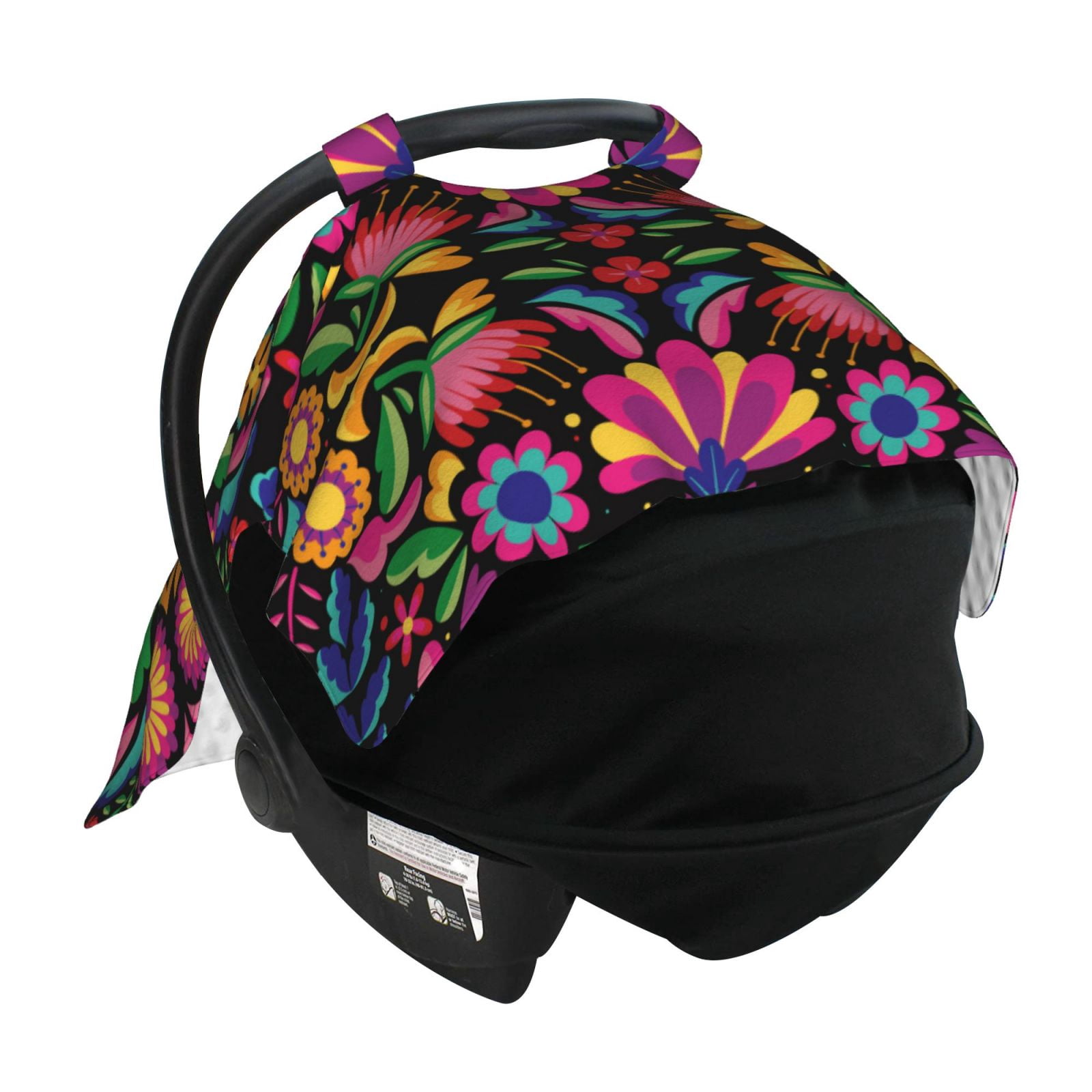 Car Seat Cover Baby - Colorful Floral Embroidery Mexican Breathable Infant Car Seat Cover for Baby Carseat, Lightweight Comfort Baby Essentials Must Haves Newborn Stuff for Girl Boy