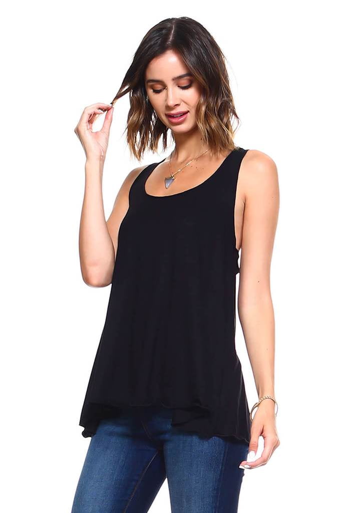 Simplicitie Womens Purple Sleeveless Loose Fit Flowy Workout Racerback Tank Top Plus Size Made in USA