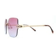 thumbnail image 3 of Womens Jewel Buckle Hinge Arm Rimless Butterfly Sunglasses Gold Pink Purple, 3 of 5