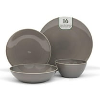 Larder & Vine 16 Ceramic Stoneware Dishes | Everyday Plate and Bowl Set | Table Set for 4