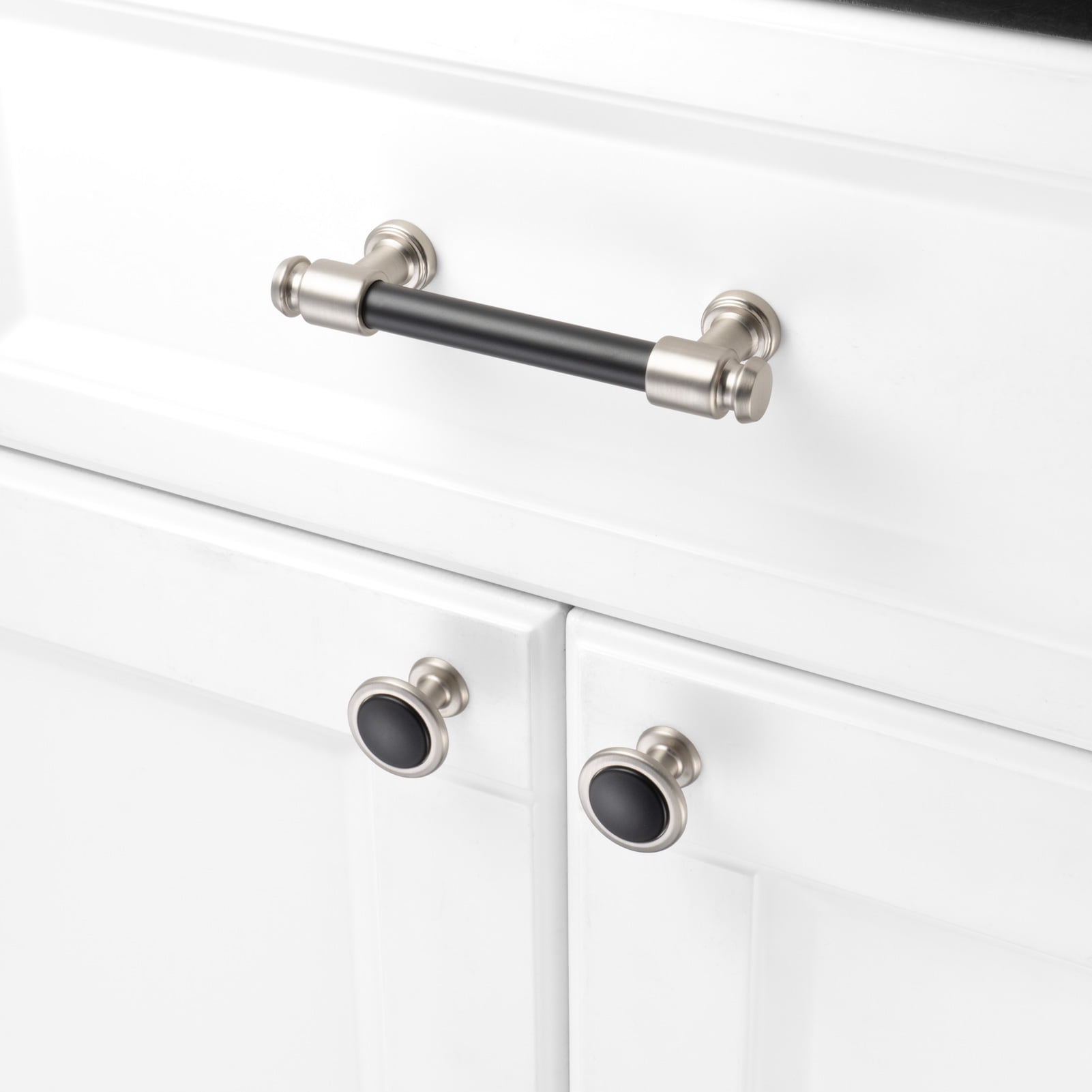 KOOFIZO 10 Pack 3-3/4 Inch Black and Nickel Cabinet Pulls Matte Black and Brushed Nickel Cabinet Handles P11 Kitchen Cabinet Hardware for Cabinets Drawer Dresser Cupboard Bedroom, Bathroom