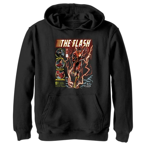 Boy's The Flash comics Cover Barry Allen  Pull Over Hoodie Black Small