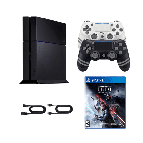 Sony PlayStation 4 PS4 1TB Original Console Refurbished Bundle with Star Wars Jedi Fallen Order Game and 2 RetroFam Wireless Controllers