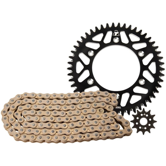 TUSK Alloy Kit & Gold Plated Race Chain Black Rear Sprocket for KTM 525 EXC 4-Stroke 2003-2006