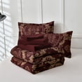 thumbnail image 3 of Dintszyayue 7Pcs Red Gold Damask Texture Comforter Set King Size, Bed in a Bag Microfiber Adult(90"x104"), 3 of 7